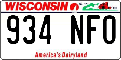 WI license plate 934NFO