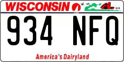 WI license plate 934NFQ