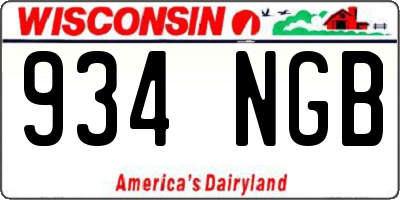 WI license plate 934NGB