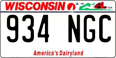 WI license plate 934NGC