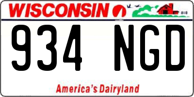 WI license plate 934NGD