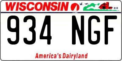 WI license plate 934NGF