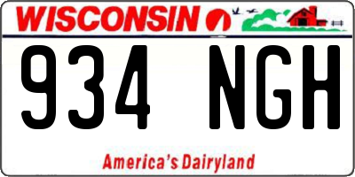 WI license plate 934NGH