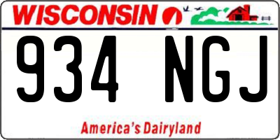 WI license plate 934NGJ