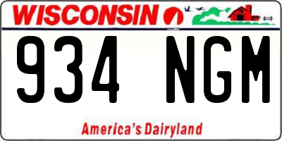 WI license plate 934NGM