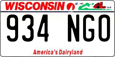 WI license plate 934NGO