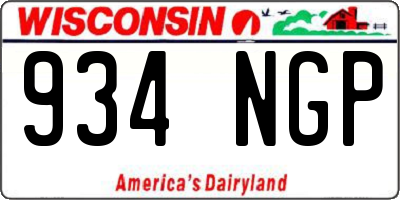 WI license plate 934NGP