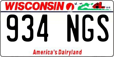 WI license plate 934NGS