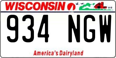 WI license plate 934NGW
