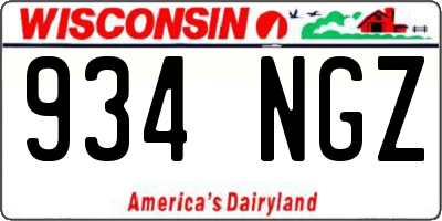 WI license plate 934NGZ