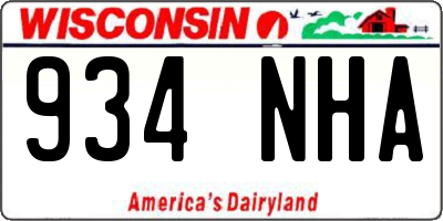 WI license plate 934NHA