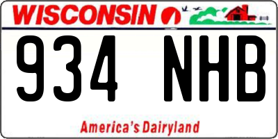 WI license plate 934NHB