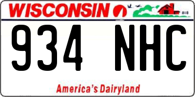 WI license plate 934NHC