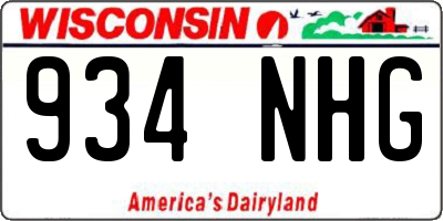 WI license plate 934NHG