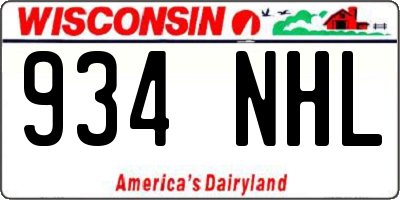 WI license plate 934NHL