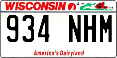 WI license plate 934NHM