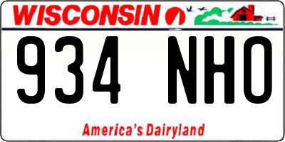 WI license plate 934NHO