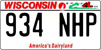 WI license plate 934NHP