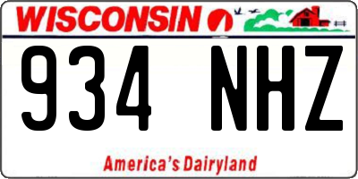 WI license plate 934NHZ