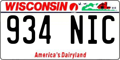 WI license plate 934NIC