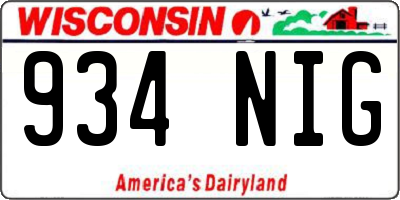 WI license plate 934NIG