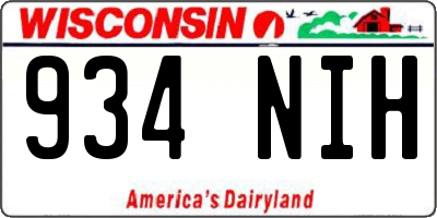 WI license plate 934NIH