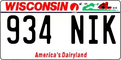 WI license plate 934NIK