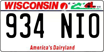 WI license plate 934NIO