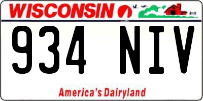 WI license plate 934NIV