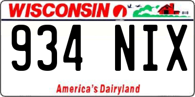 WI license plate 934NIX