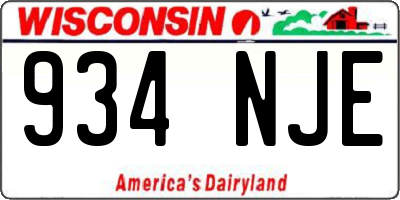 WI license plate 934NJE