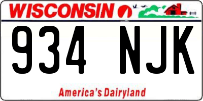 WI license plate 934NJK