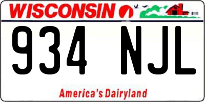 WI license plate 934NJL