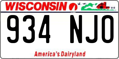 WI license plate 934NJO