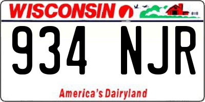 WI license plate 934NJR