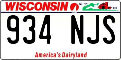 WI license plate 934NJS