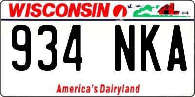 WI license plate 934NKA