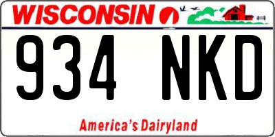 WI license plate 934NKD