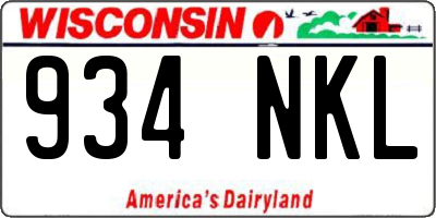 WI license plate 934NKL