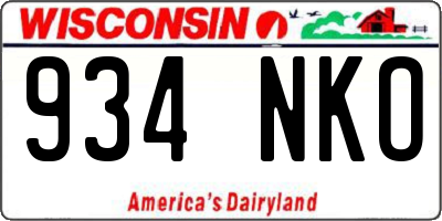 WI license plate 934NKO