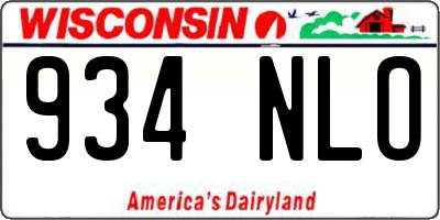 WI license plate 934NLO