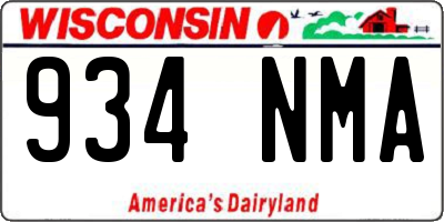 WI license plate 934NMA