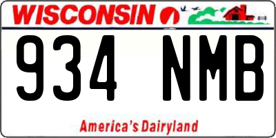 WI license plate 934NMB