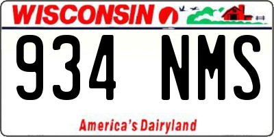 WI license plate 934NMS