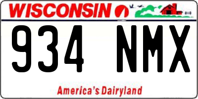 WI license plate 934NMX