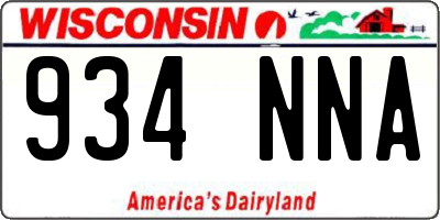 WI license plate 934NNA