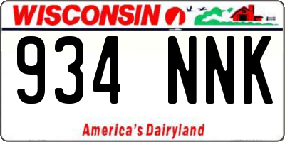WI license plate 934NNK