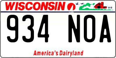 WI license plate 934NOA