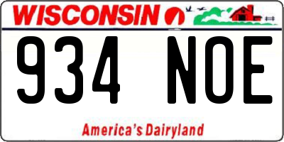 WI license plate 934NOE