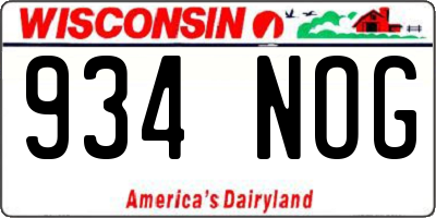 WI license plate 934NOG